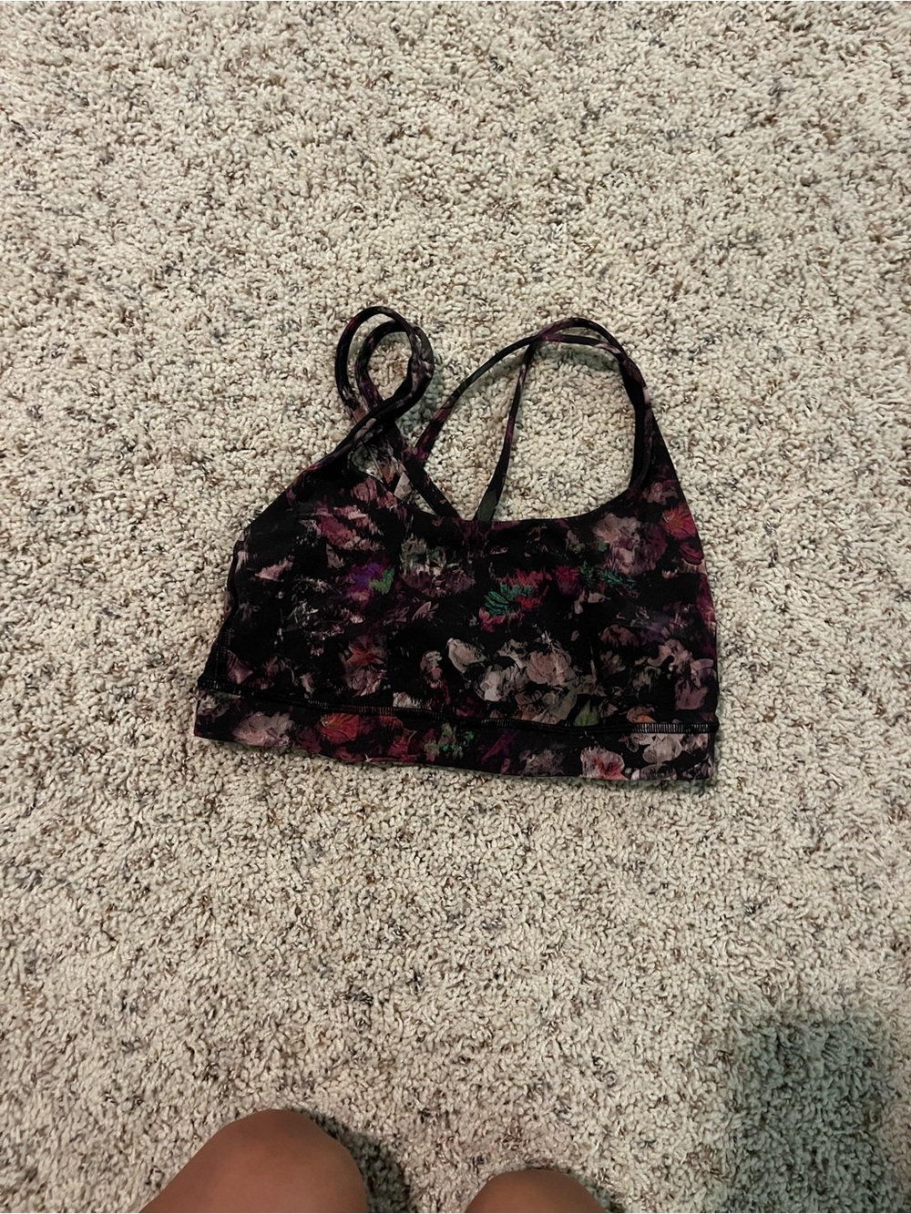 lululemon athletica Black Floral Print Sports Bra